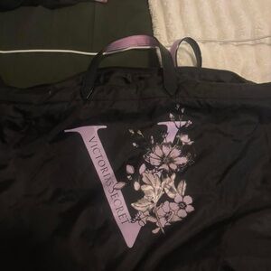 Victoria's Secret Black Bag with Pink Floral Accent